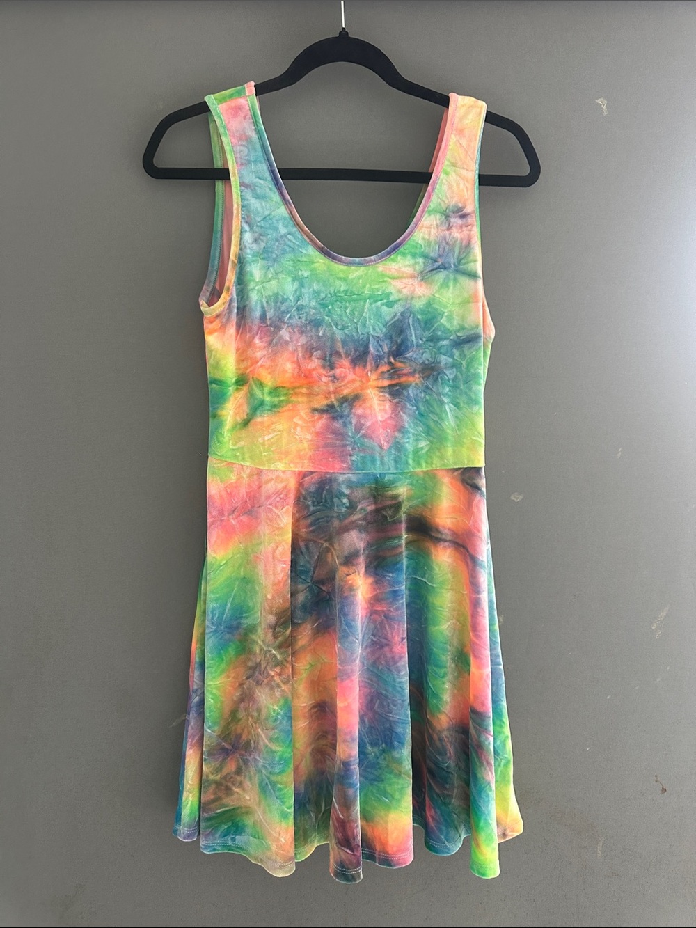 Tie-Dye Scoop Neck Mini Dress - Multi